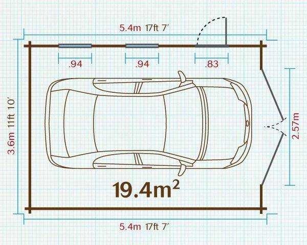 Как рассчитать размеры гаража для одной машины: стандартные габариты строения на 1 легковой автомобиль